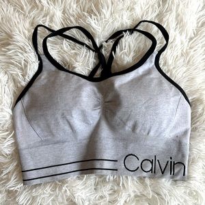 COPY - Calvin Klein Performance - Strappy Sports Bra - Gray & Black - Size Small